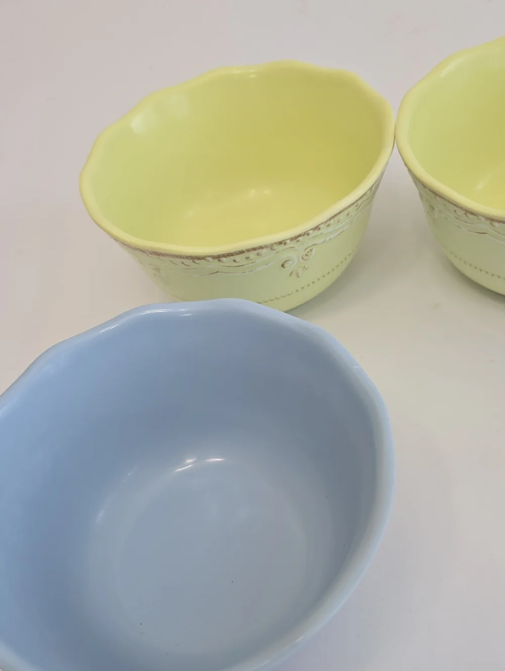 Lenox Set Of 4 French Perle Bowls Melamine Pistachio Green Ice Blue 5 5/8